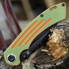 Kansept Pretatout (T1032T2) 3.56" 154CM Blackwashed Drop Point Plain Blade, Lime Green and Orange G-10 Handles