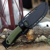 Kershaw Deschutes Skinner Fixed Blade Knife (1883)- 3.9" Stonewashed D2 Drop Point Blade, OD Green Rubber Handle