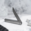 Boker Plus Gemma Damascus (01BO358DAM) 2.52" Damascus Straight Back Plain Blade, Damascus Handle with a Frame Lock