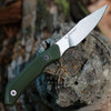Kershaw Deschutes Caper Fixed Blade Knife (1882)- 3.3" Stonewashed D2 Clip Point Blade, OD Green Rubber Handle