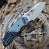 CRKT Attaboy Assisted Flipper (CR5410) 2.73" D2 Stonewashed Sheepsfoot Plain Blade, Black GRN Handle w/ Gray Inlay