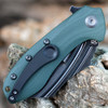 Kansept KTC3 (T1031A2) 2.69" 154CM Black TiCn Coated Hawkbill Plain Blade, Green G-10 Handle