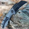 Kansept KTC3 (T1031B1) 2.69" 154CM Black TiNi Coated Hawkbill Plain Blade, Black Canvas Micarta Handle