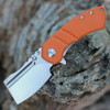 Kansept Korvid M (T2030A7) 2.45" 154CM Satin Cleaver Plain Blade, Orange G-10 Handle