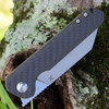 Kansept Bulldozer (K1028C2) 3.56" CPM-S35VN Satin Drop Point Plain Blade, Black Twill Carbon Fiber Handle