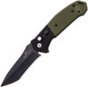 Bear Ops Bold Action V Mini Button Lock Automatic Knife ( BCAC500B4B) - 3.75" 14C28N Sandvik Black Blade, Green/Black G10 Handle