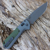 Benchmade Redoubt (430SBK) - 3.55" CPM-D2 Black Cobolt Part Serrated Drop Point, Gray/Green Grivory Handle