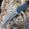 WE Knife Shudden Flipper( WE210153) - 3.48"Black Stonewashed Trailing Point CPM 20CV Plain Blade, Bronze Titanium Handle