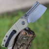 Kansept Korvid M (T2030A2) 2.45" 154CM Gray TiCN Coated Cleaver Plain Blade, Light Sand G-10 Handle