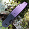 Kansept Warrior (T1005S6) 3.47" D2 Blackwashed Drop Point Plain Blade, Purple G-10 Handle w/ Black Aluminum Bolster