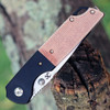 Kansept Warrior (T1005T5) 3.47" D2 Stonewashed Black TiCn Tanto Plain Blade, Brown Micarta Handle w/ Black Aluminum Bolster