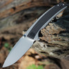 CIVIVI Teraxe Flipper Knife (C20036-3) - 3.48" Silver Bead Blasted Nitro-V Drop Point Blade, Gray Steel Handle W/ Black G-10 Inlay
