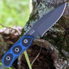 Tops Knives Blue Otter (TPOT01) 2.78 " Tactical Grey 1095 Drop Point Plain Blade, Blue and Black Micarta Handle