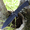 Tops Knives Szabo Express Single Edge (TPSZEX01) 5.63" Black Coated 1095 Dagger Style Single Edge Plain Blade, Black Micarta Handle