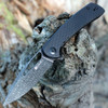 Sencut Honoris Flipper (SA07C) 3.47" Black Hand Rubbed Damscus Drop Point Plain Blade, Black G-10 Handle