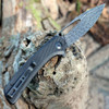 Sencut Honoris Flipper (SA07C) 3.47" Black Hand Rubbed Damscus Drop Point Plain Blade, Black G-10 Handle