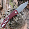 Sencut Snap Flipper (SA05A) 3.48" Stonewashed 9Cr18MoV Clip Point Plain Blade, Burgundy G-10 Handle