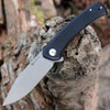 Sencut Snap Flipper (SA05B) 3.48" Stonewashed 9Cr18MoV Clip Point Plain Blade, Black G-10 Handle