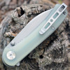 Sencut Scepter Flipper (SA03C) 3.48" Stonewashed 9Cr18MoV Drop Point Plain Blade, Natural G-10 Handle
