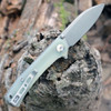 Sencut Scepter Flipper (SA03C) 3.48" Stonewashed 9Cr18MoV Drop Point Plain Blade, Natural G-10 Handle