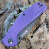 Sencut Actium Flipper (SA02D) 3.46" Black Stonewashed D2 Drop Point Plain Blade, Purple G-10 Handle