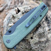 Sencut Sachse Button Lock Flipper (S21007-2) 3.47 in Black Stonewash 9Cr18MoV Drop Point Plain Blade, Green Micarta  Handle