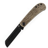 Kansept Knives Bevy (T2026F3) 2.49" 154CM Black TiCn Coated and Stonewashed Sheepsfoot Plain Blade, Brown Micarta Handle