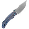 Kansept Knives Pelican (K1018A5) 3" CPM-S35VN Stonewashed Clip Point Plain Blade, Blue Anodized Titanium Handle