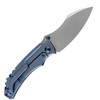 Kansept Knives Pelican (K1018A6) 3.0" CPM-S35VN Stonewashed Drop Point Plain Blade, Blue Anodized Titanium Handle