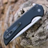 Pro-Tech Mordax Button Lock Foldign Knife (MX101) - 3.62" MAGNACUT Stonewash Blade, Black Aluminum Hanlde