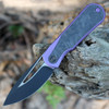 WEKNIFE  Baloo  (WE210333) 3.31" CPM 20CV Black Stonewash /Satin Drop Point Plain Blade, Purple 6AL4V Titanium With Shredded Carbon Fiber Inlayed Handle