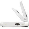 Case Mini Trapper 63965 - 2.75in Tru-Sharp Surgical Steel Clip and Wharncliffe Blades, White Synthetic Handle (4207W SS)