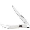 Case Medium Texas Toothpick 63962 - Tru-Sharp Stainless Steel Long Clip Blade, White Synthetic Handle (410094 SS)