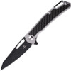 Shieldon Barraskewda Folding Knife (604S1-B) 3.74 in Black D2 Reverse Tanto Point Blade, Gray Stainless Steel with Carbon Fiber Inlay Handle