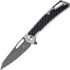 Shieldon Barraskewda Folding Knife (604S1-G) 3.74 in Grey D2 Reverse Tanto Point Blade, Gray Stainless Steel with Carbon Fiber Inlay Handle
