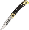 Brian Yellowhorse Custom Buck 110 Kraken (YH393) 3.75" Satin 420HC Stainless Steel Clip Point Blade w/ Kraken Etching, Ebony Wood Handle w/ Etched Brass Bolsters