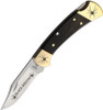 Brian Yellowhorse Custom Buck 112 Black Widow (YH404) 3.00" Satin 420HC Stainless Steel Clip Point Blade w/ Black Widow Etching, Ebony Wood Handle w/ Etched Brass Bolsters