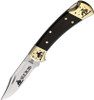 Brian Yellowhorse Custom Buck 112 End of the Trail (YH388) 3.00" Satin 420HC Stainless Steel Clip Point Blade w/ End of the Trail Etching, Ebony Wood Handle w/ Etched Brass Bolsters