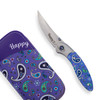 Brighten Blades Happy Folding Knife (BB002) 2.56 in Mirror 8Cr13MoV Drop Point Blade w/ "Happy" Blade Etching, Full-Color Print Handle