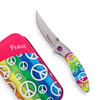 Brighten Blades Peace Folding Knife (BB009) 2.56 in Mirror 8Cr13MoV Drop Point Blade w/ "Peace" Blade Etching, Full-Color Peace Sign Print Handle