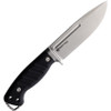 PMP Warthog (PMP027) 5" 440C Stonewashed Clip Point Plain Blade, Black G-10 Handle