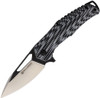 Willumsen Copenhagen Chibs (CH21TGR) 3.5" Black Stonewash and Satin Finished 14C28N Drop Point Plain Blade, Black and Grey Sculpted G10 Handle