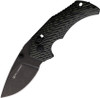 Willumsen Copenhagen Red E (RE21AOD) 2.75" Black Stonewashed 14C28N Drop Point Plain Blade, Black and Green Sculpted G10 Handle