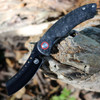 Red Horse Knife Works Hell Razor P Series (RH09)- 3.75in CPM-S35VN Black PVD Sheepfoot Plain Blade, Marbled Carbon Fiber Handle