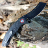 Red Horse Knife Works Hell Razor P Series (RH09)- 3.75in CPM-S35VN Black PVD Sheepfoot Plain Blade, Marbled Carbon Fiber Handle