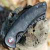 Red Horse Knife Works Hell Razor P Series (RH09)- 3.75in CPM-S35VN Black PVD Sheepfoot Plain Blade, Marbled Carbon Fiber Handle