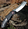 Red Horse Knife Works Hell Razor P Series (RH05)- 3.75in CPM-S35VN Satin Sheepfoot Plain Blade, Black G-10 Handle