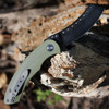 Red Horse Knife Works Hell Razor P Series (RH07)- 3.75in CPM-S35VN Black PVD Sheepfoot Plain Blade, OD Green G-10 Handle