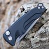 Medford Smooth Criminal Button Lock (MD039STQ42AB) - 3.0in Tumbled CPM-S35VN Drop Point Plain Blade, Black Aluminum Handle