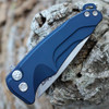Medford Smooth Criminal Button Lock (MD039STQ44A4) - 3.0in Tumbled CPM-S35VN Drop Point Plain Blade, Blue Aluminum Handle